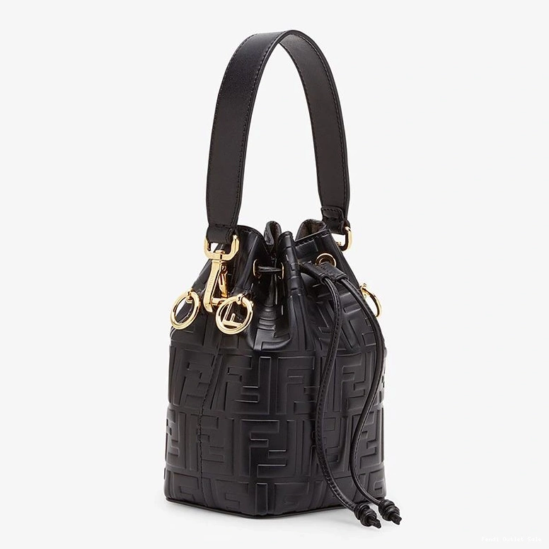 Cheap Bag Tresor Leather Calf In Mon Fendi Mini Bucket FF Motif Black 0824